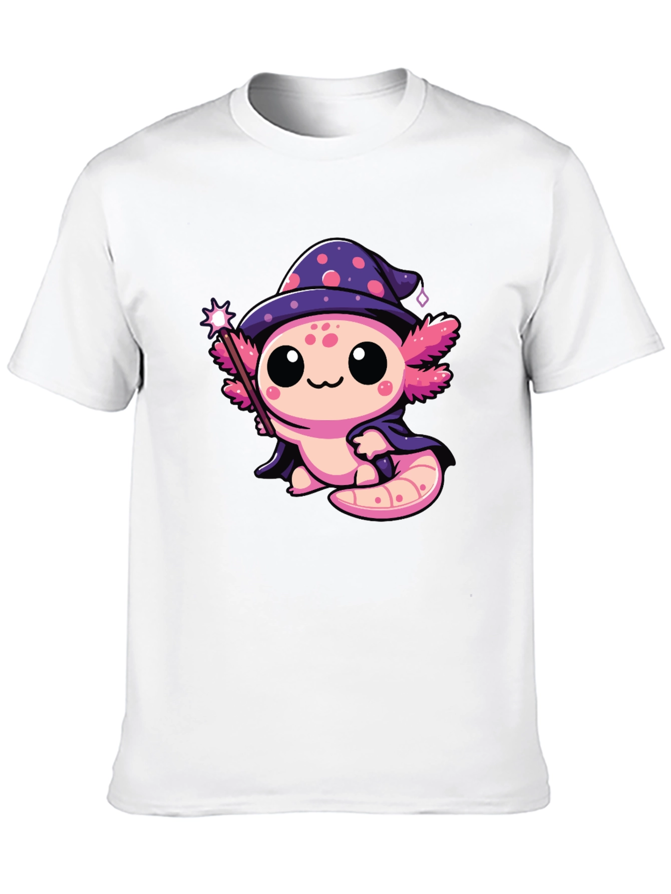 Cute Wizard Axolotl Black T-Shirt