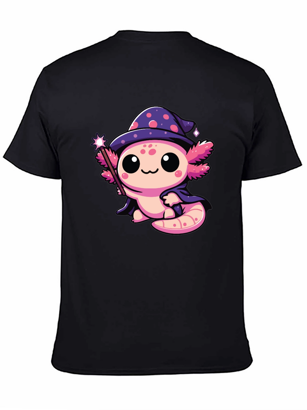 Cute Wizard Axolotl Black T-Shirt