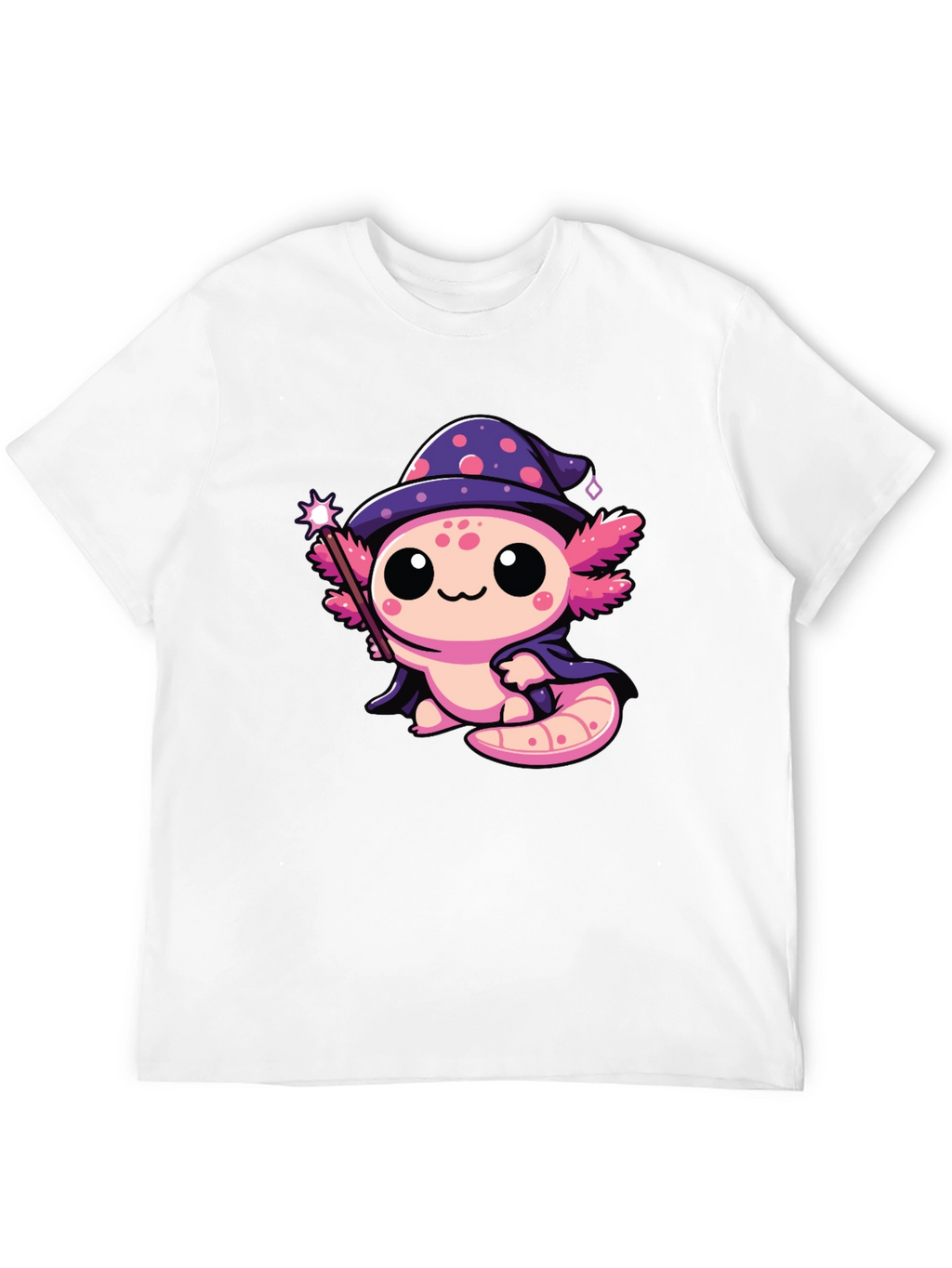 Cute Wizard Axolotl Black T-Shirt