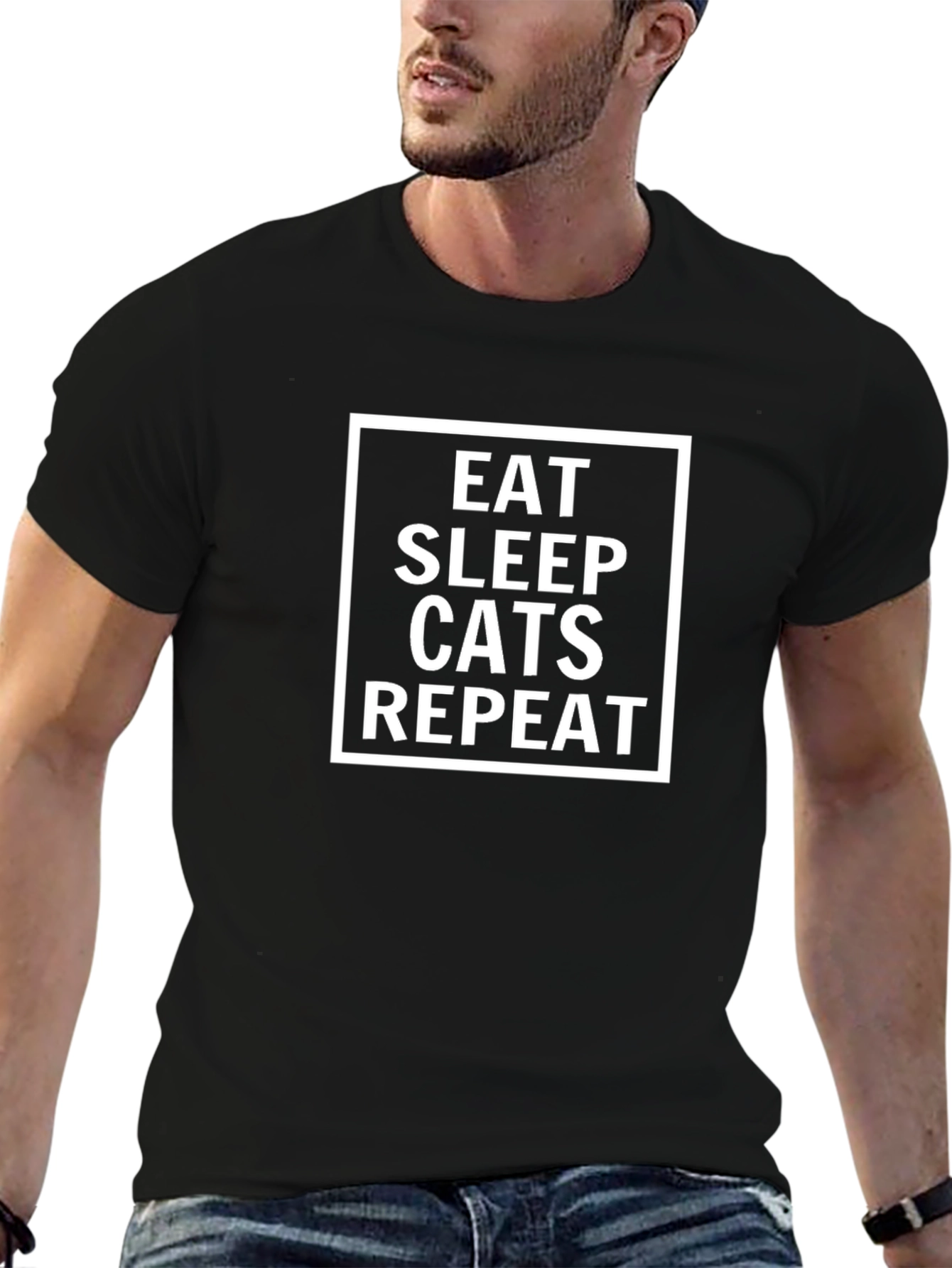 Eat Sleep Cats Repeat Black T-Shirt