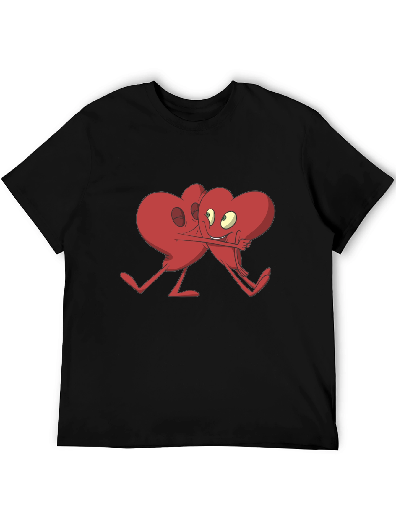 Heart Hug Graphic T-Shirt - Black Cotton Blend
