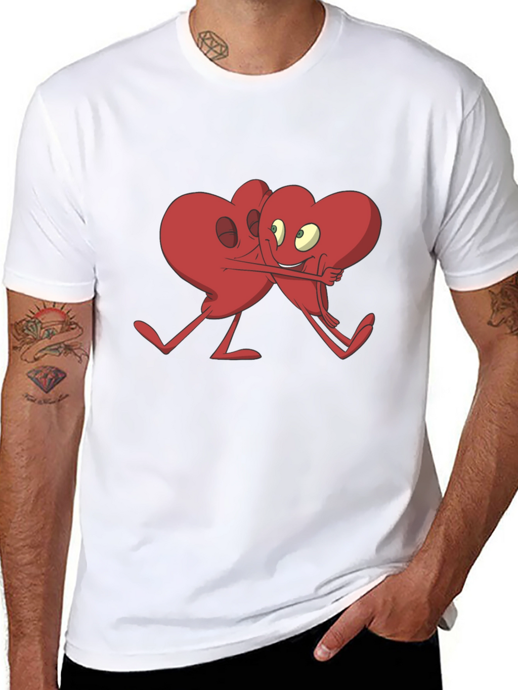 Heart Hug Graphic T-Shirt - Black Cotton Blend