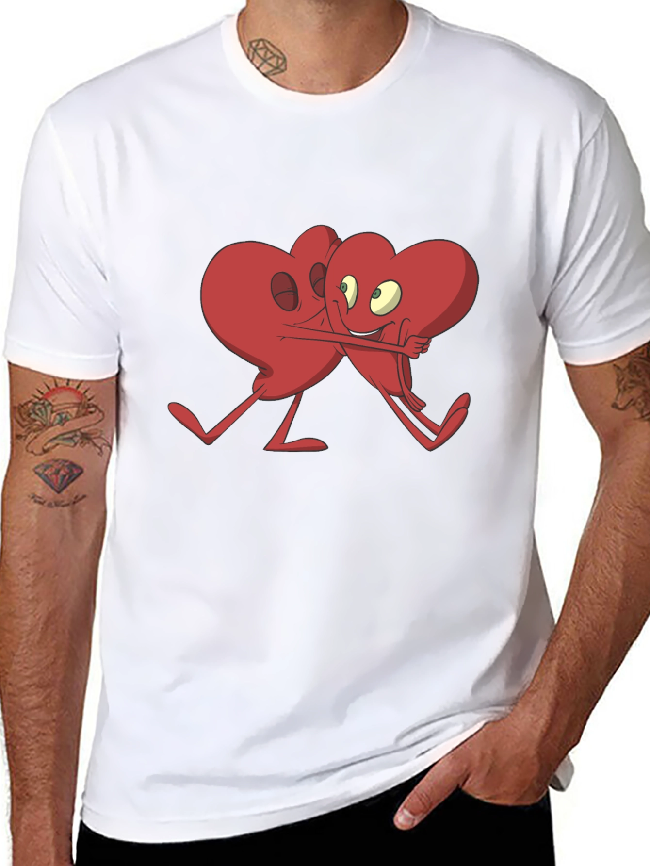 Heart Hug Graphic T-Shirt - Black Cotton Blend
