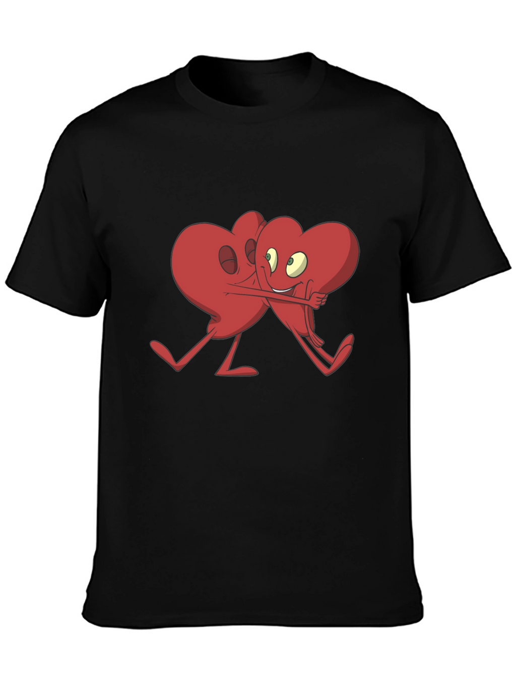 Heart Hug Graphic T-Shirt - Black Cotton Blend
