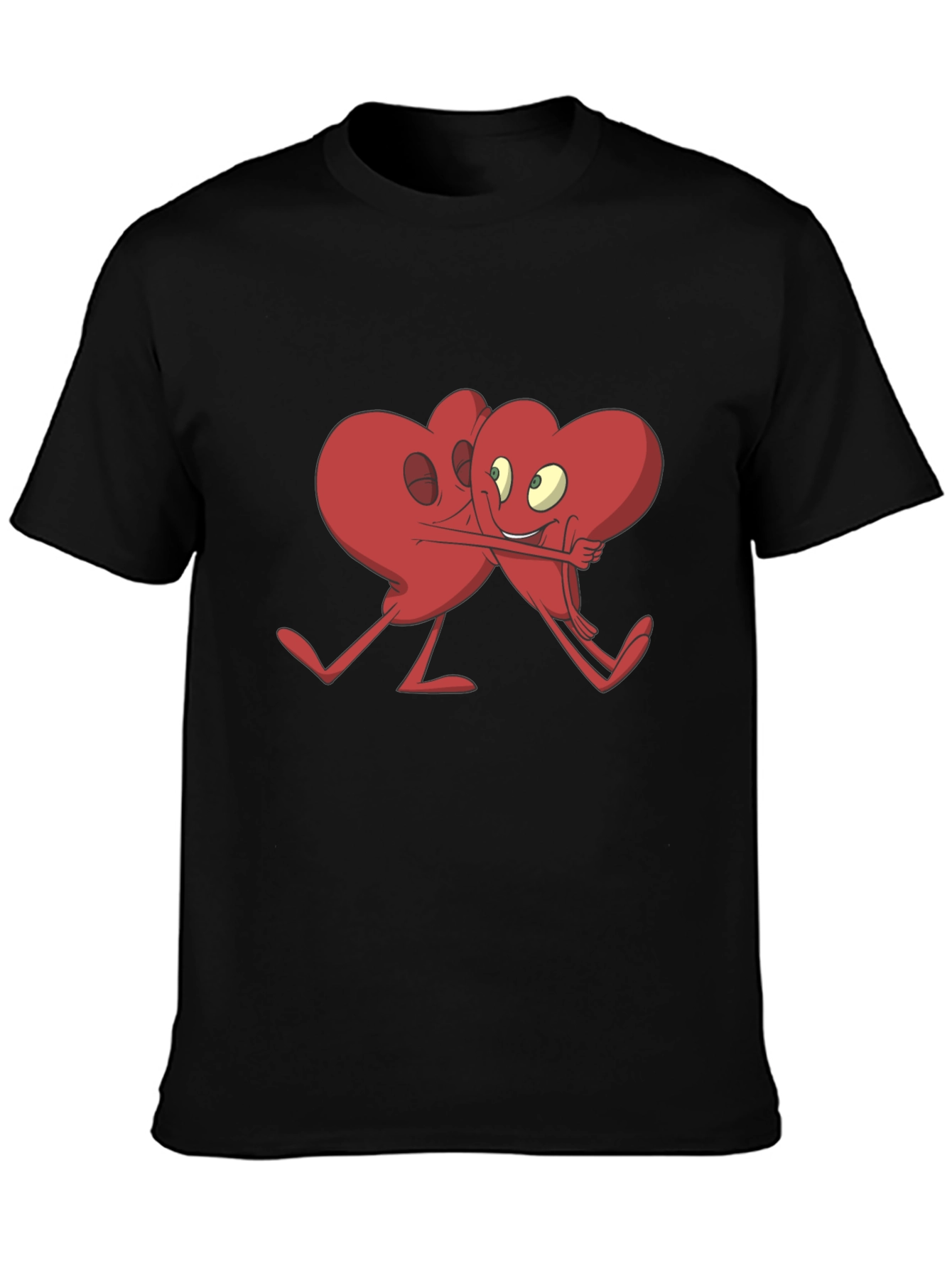 Heart Hug Graphic T-Shirt - Black Cotton Blend