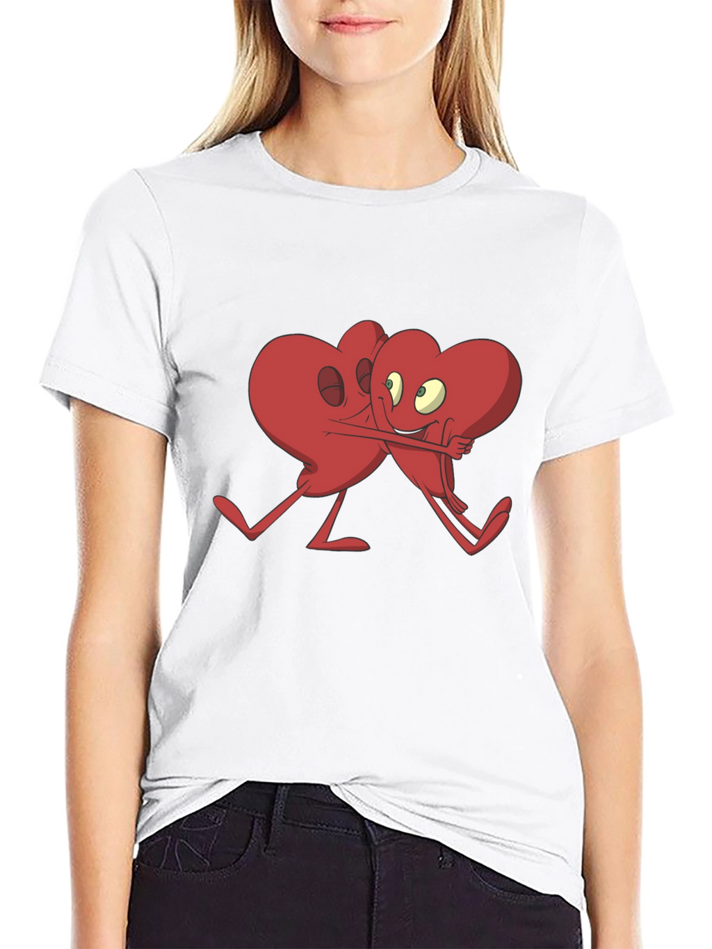Heart Hug Graphic T-Shirt - Black Cotton Blend