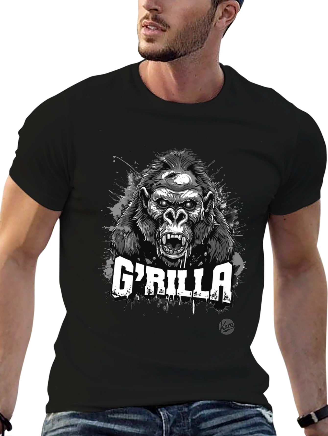 GRILLA Graphic Print Black T-Shirt
