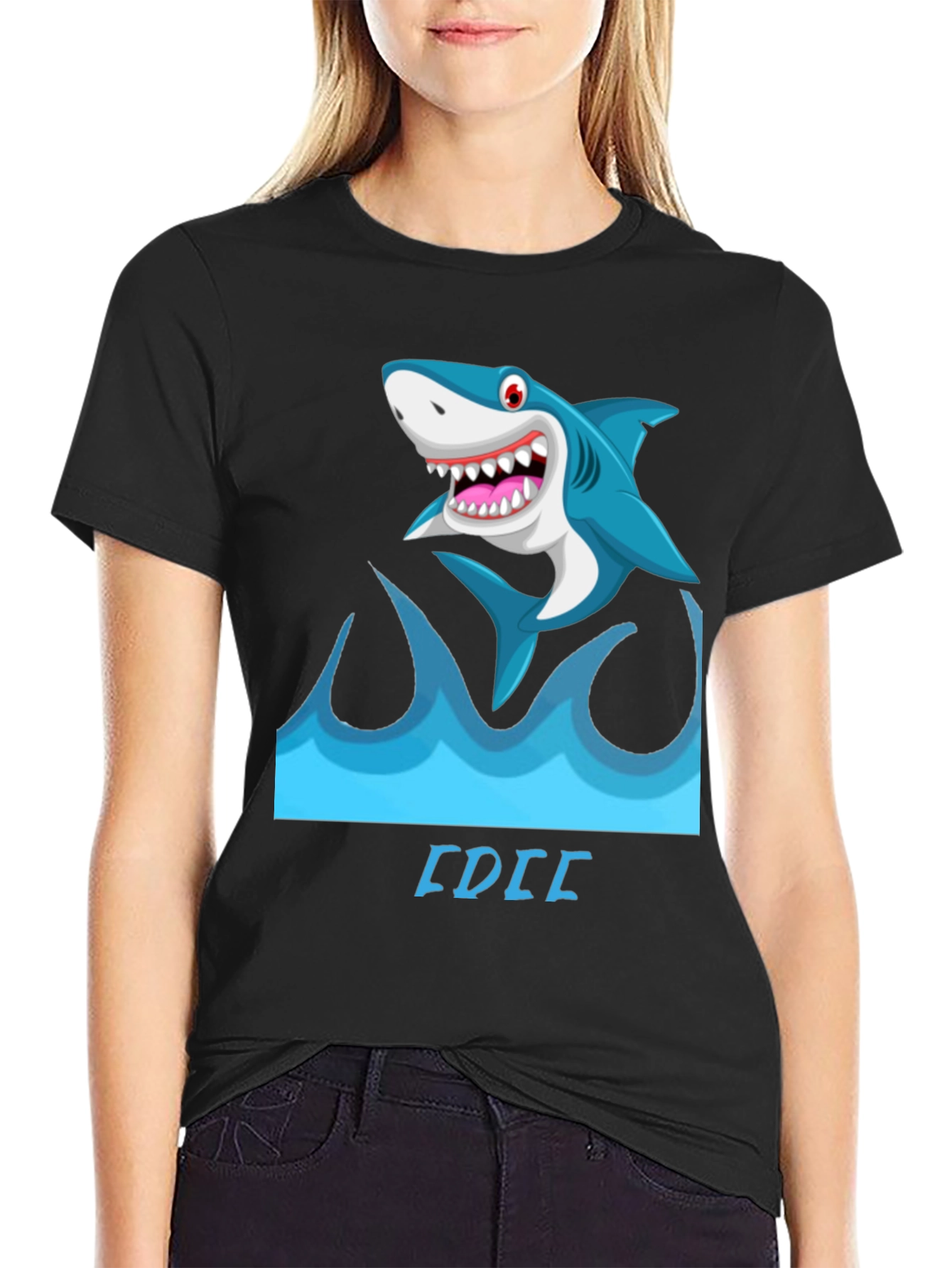 Shark Wave Graphic Tee - Mens Black Short Sleeve Shirt