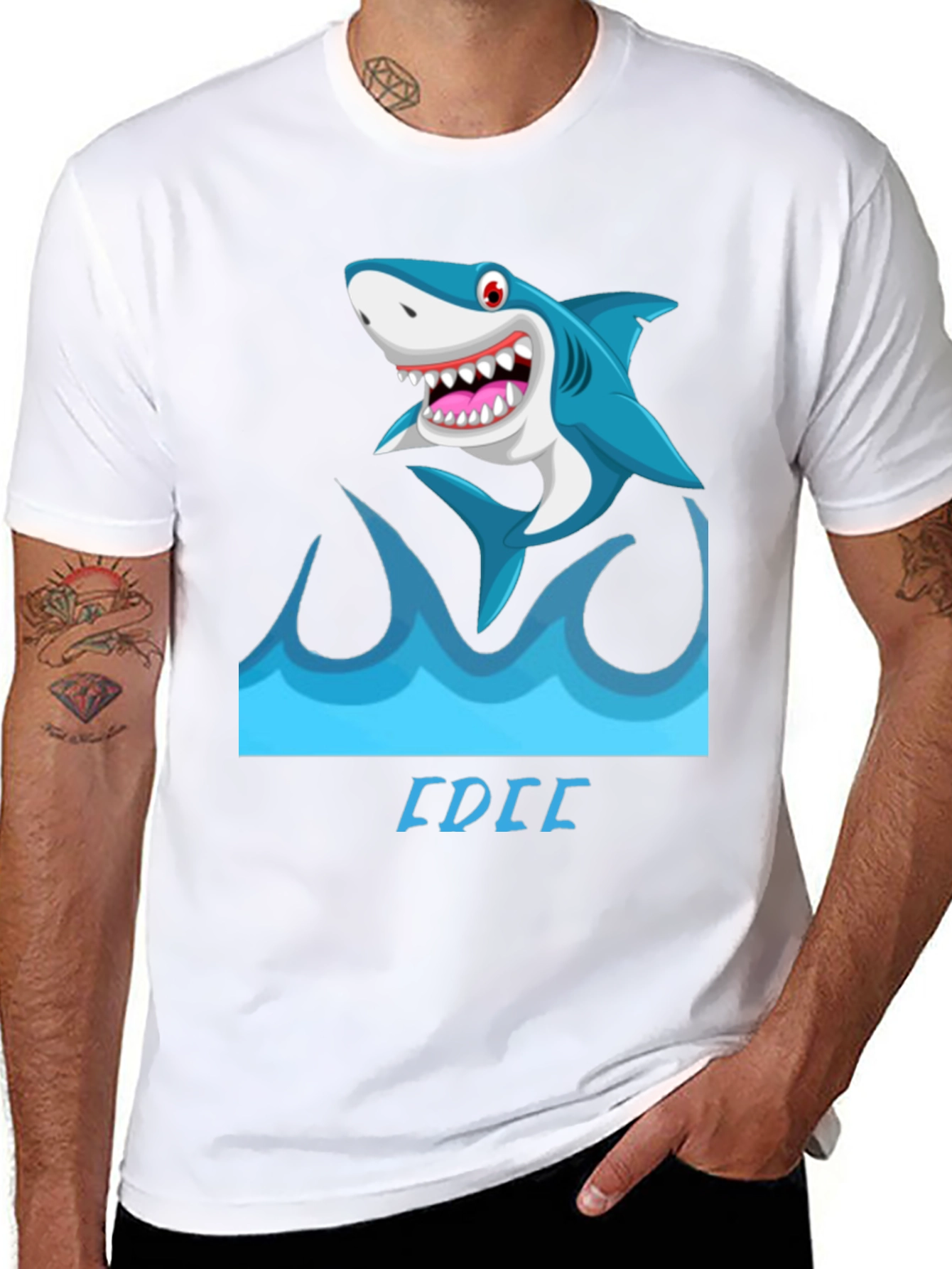 Shark Wave Graphic Tee - Mens Black Short Sleeve Shirt