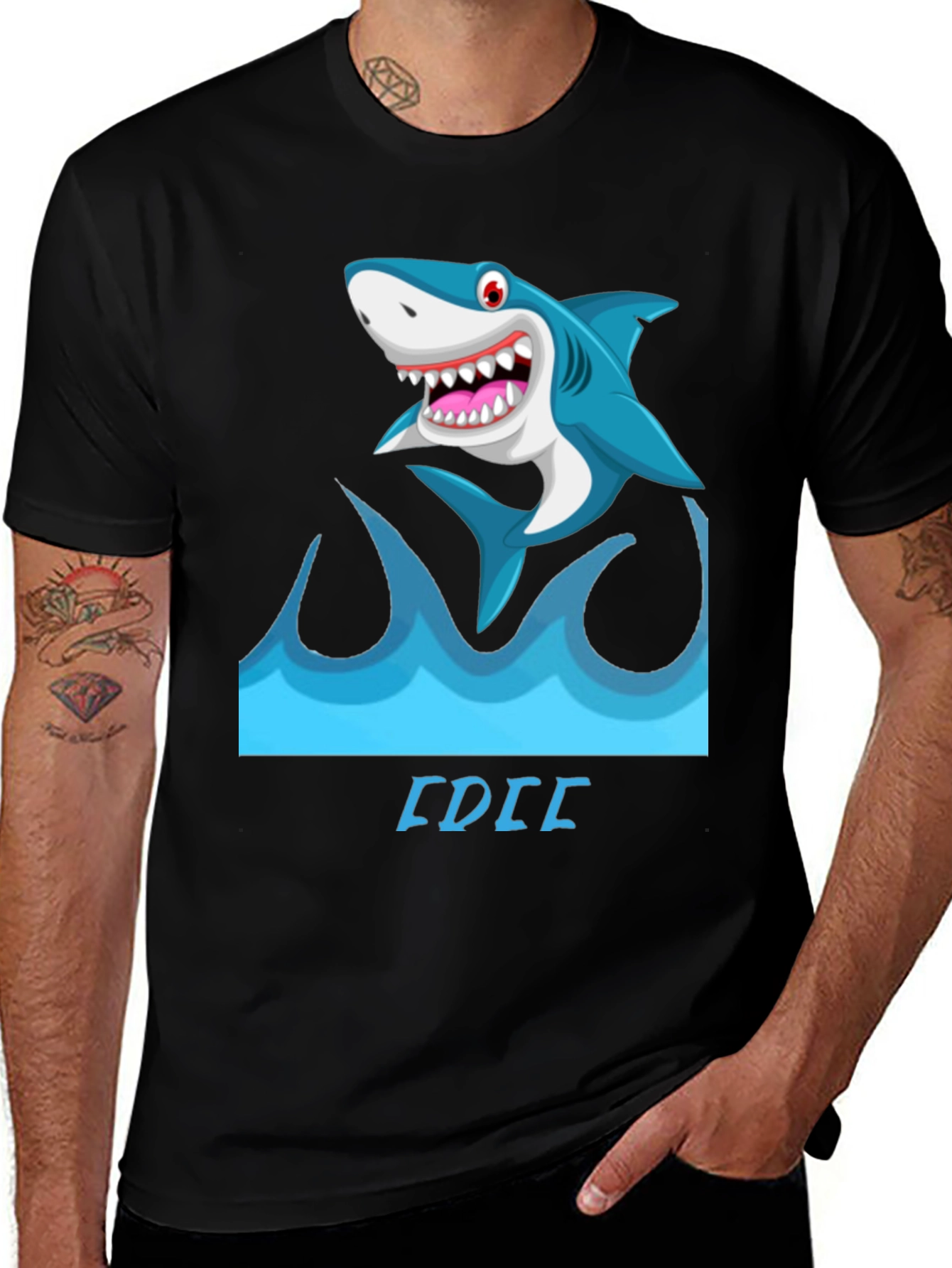 Shark Wave Graphic Tee - Mens Black Short Sleeve Shirt