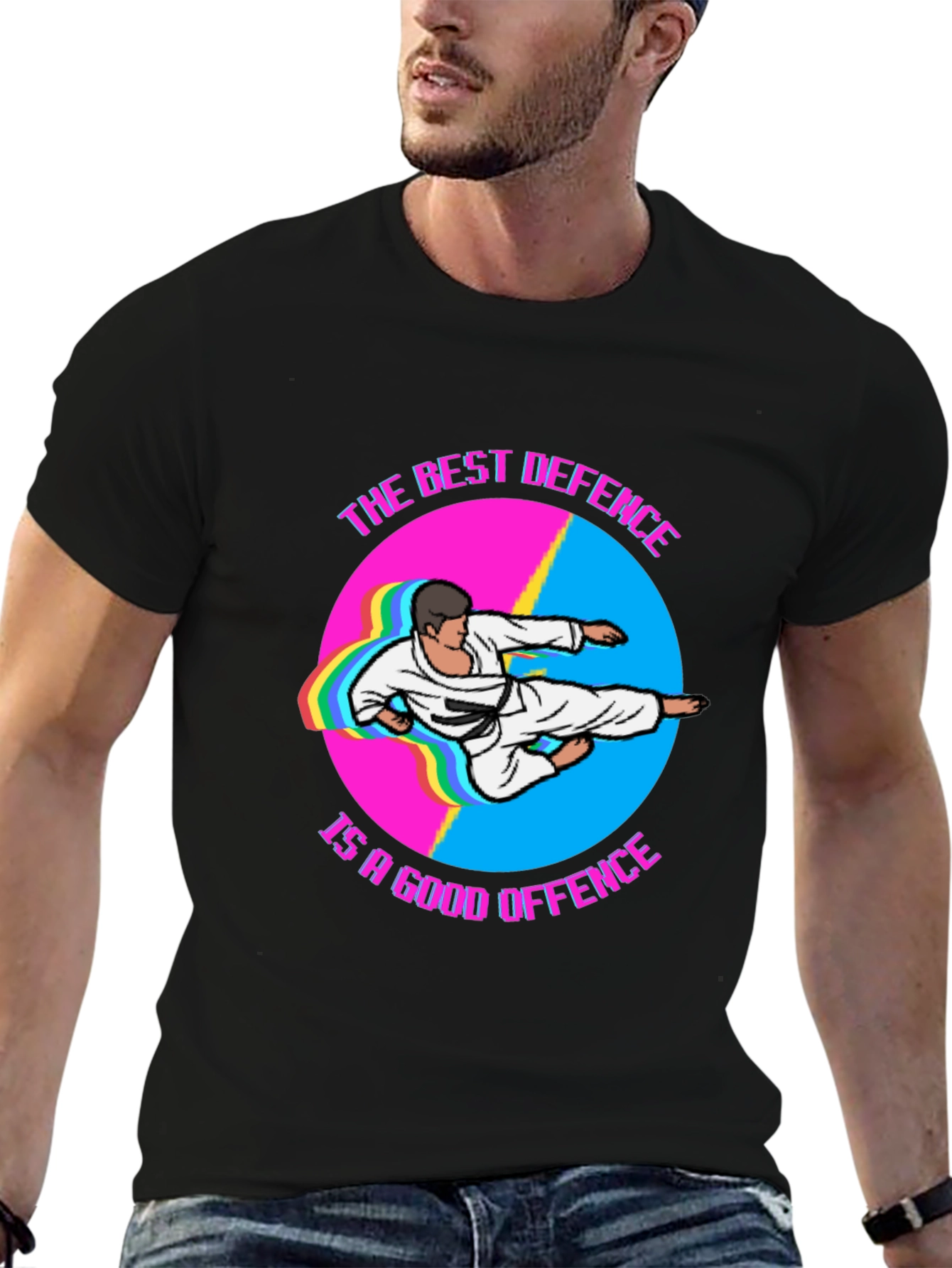 Best Defence Karate Graphic Black T-Shirt