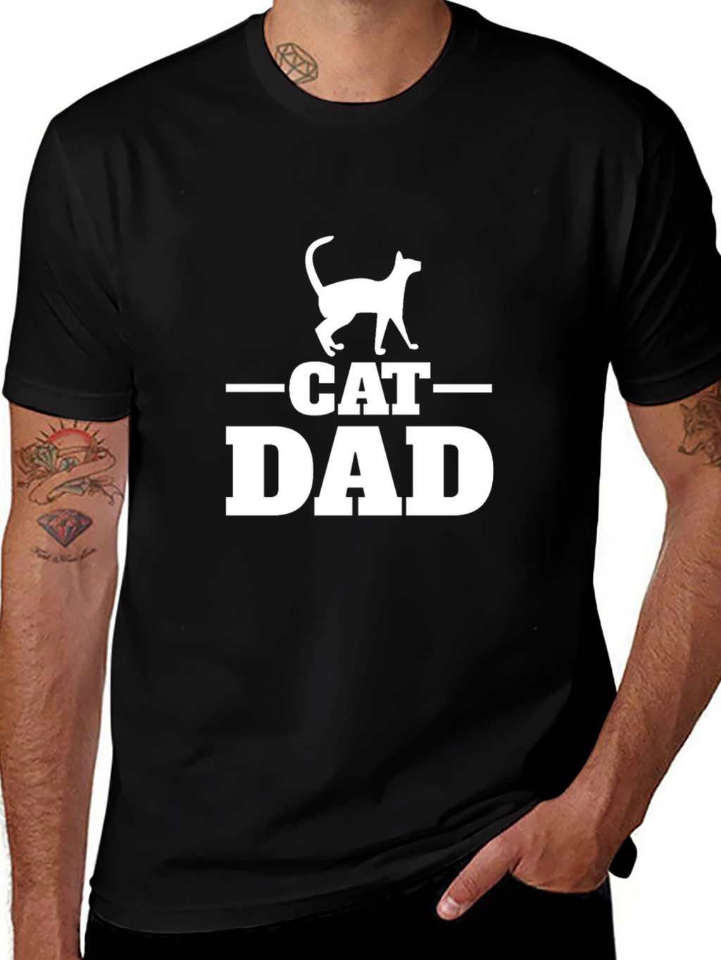 Cat Dad T-Shirt - Black Novelty Design