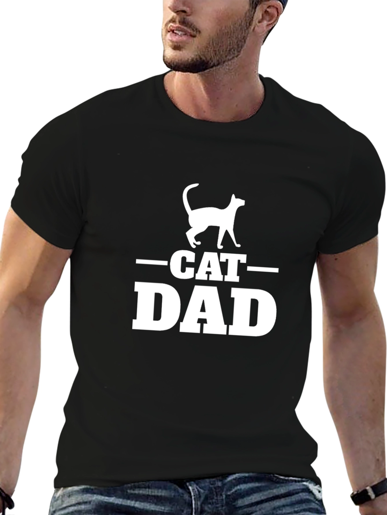 Cat Dad T-Shirt - Black Novelty Design
