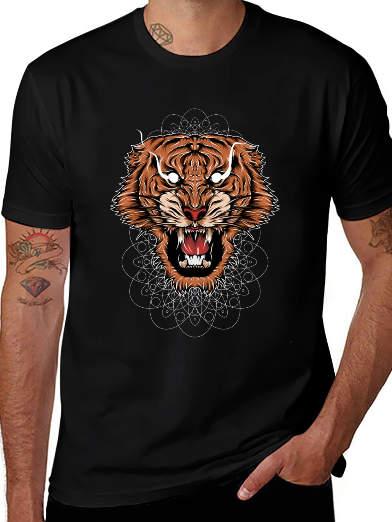Mens Graphic Tiger Tee - Bold Animal Design