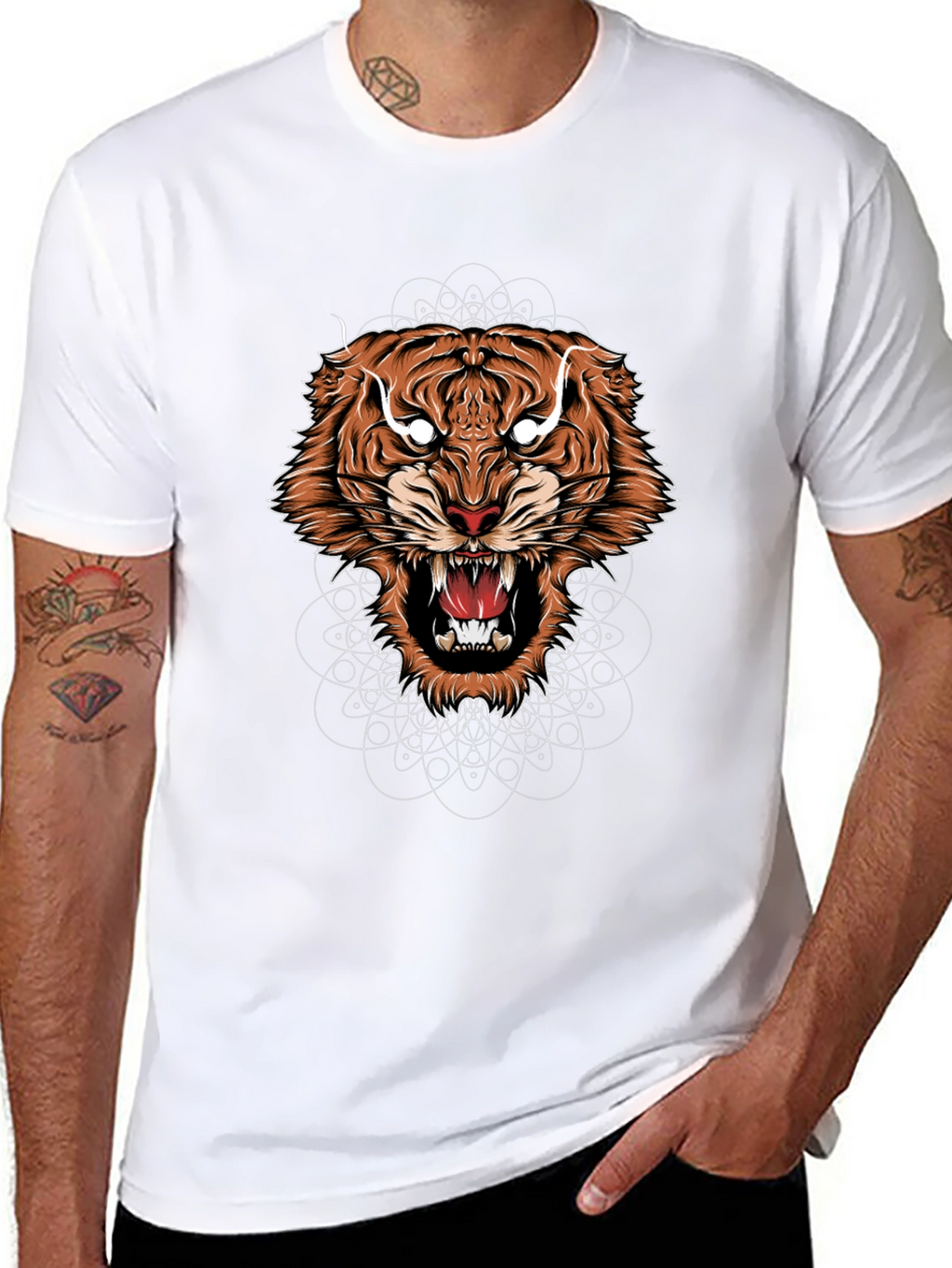 Mens Graphic Tiger Tee - Bold Animal Design