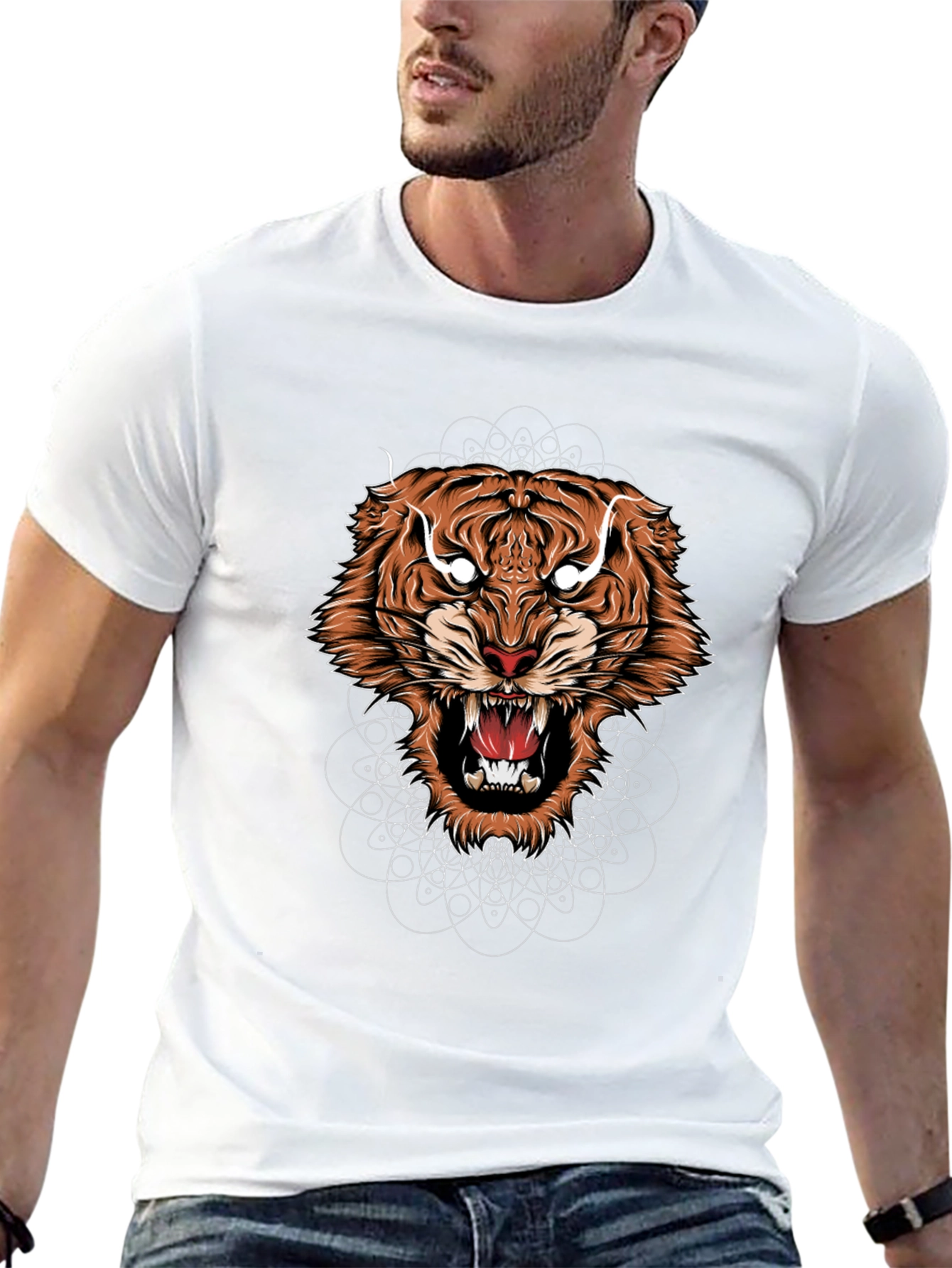 Mens Graphic Tiger Tee - Bold Animal Design