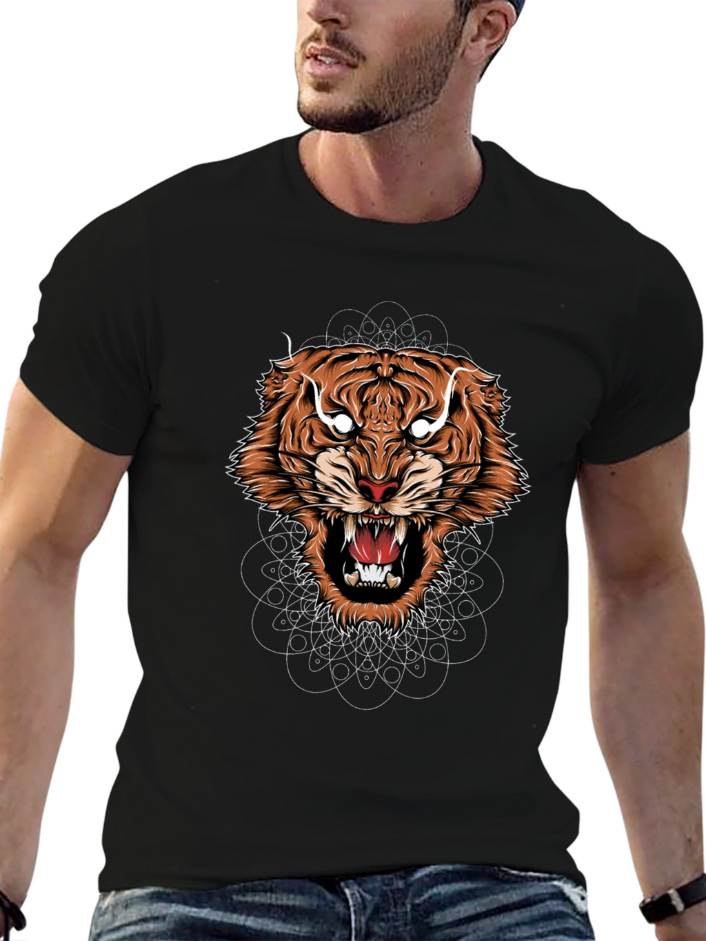 Mens Graphic Tiger Tee - Bold Animal Design