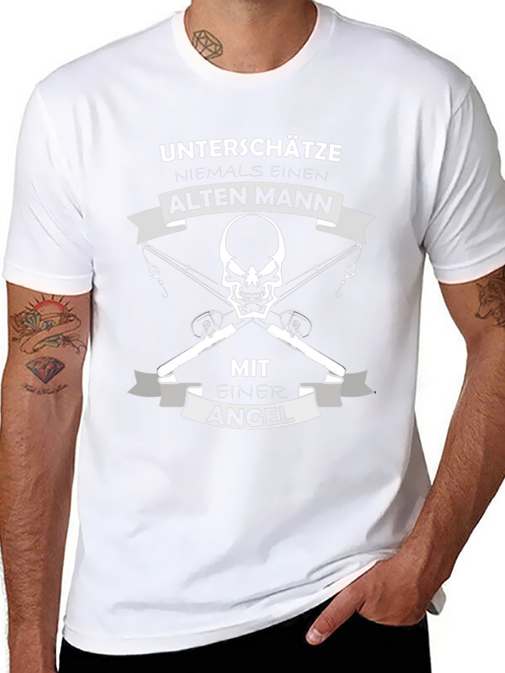Fishing Old Man Skull T-Shirt