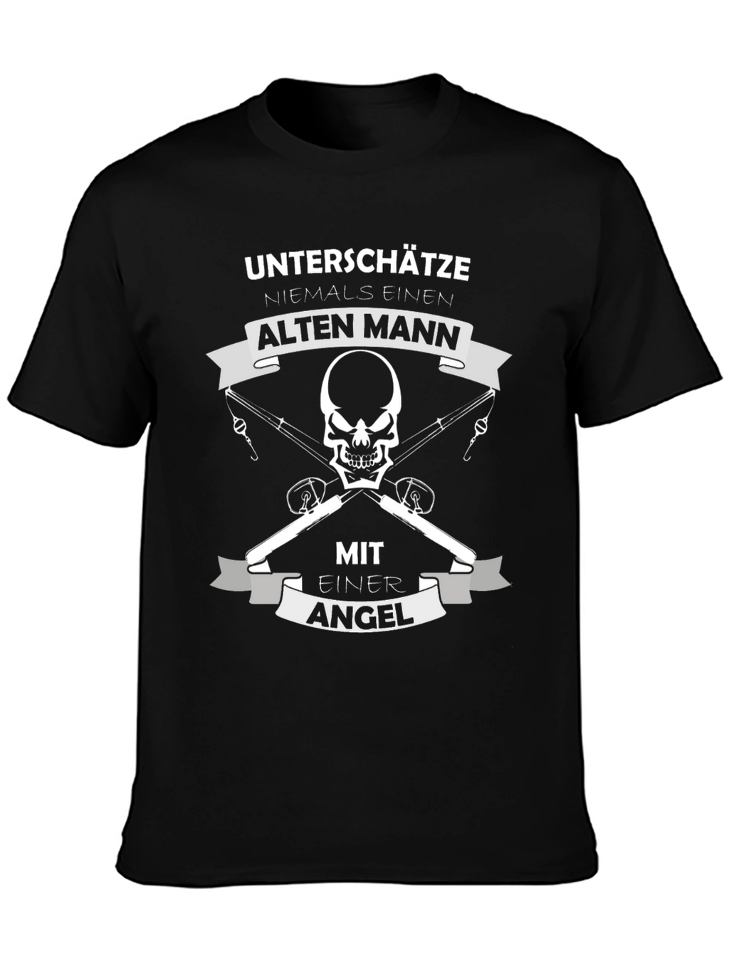 Fishing Old Man Skull T-Shirt