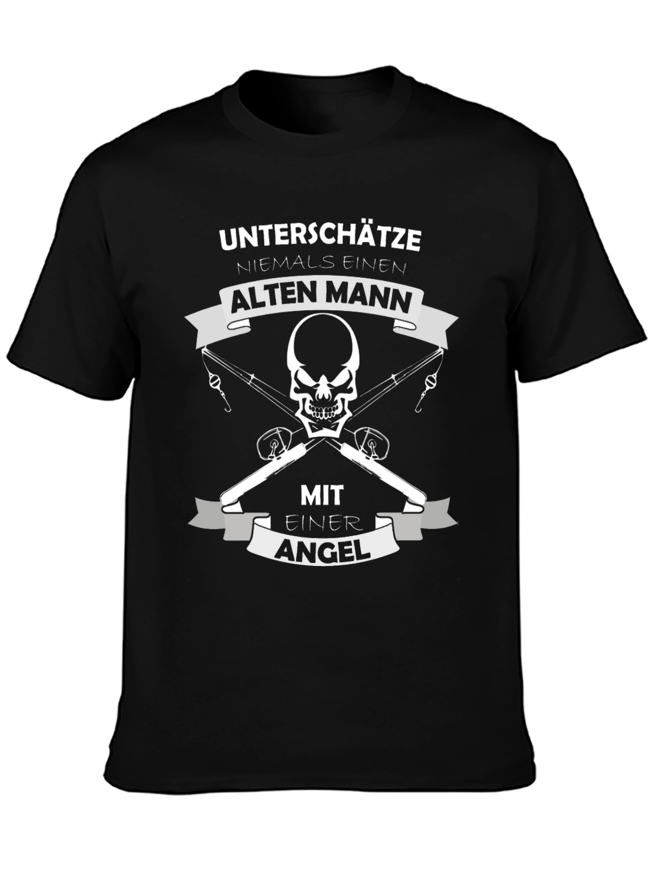 Fishing Old Man Skull T-Shirt