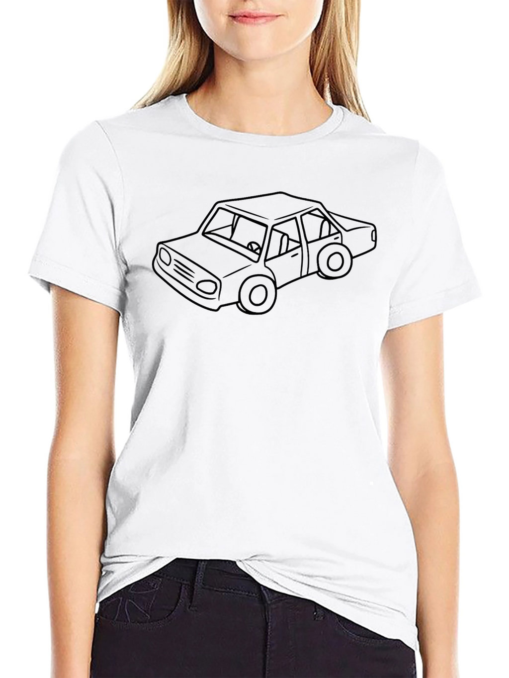 Black Car Outline T-Shirt - Classic Automotive Style