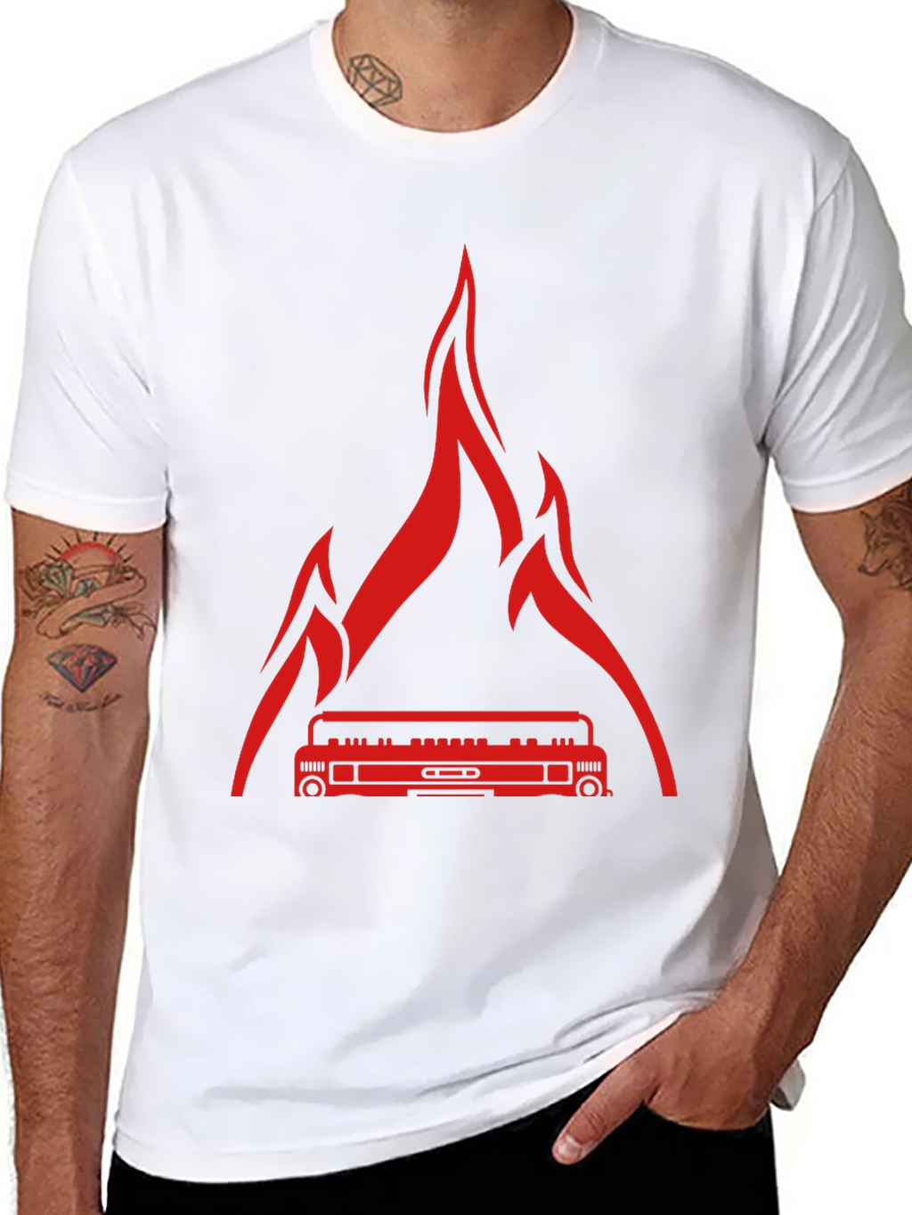 Fire Boombox Graphic T-Shirt - Mens Black Tee