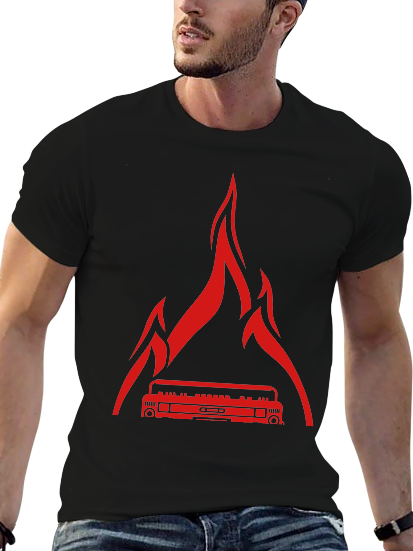 Fire Boombox Graphic T-Shirt - Mens Black Tee