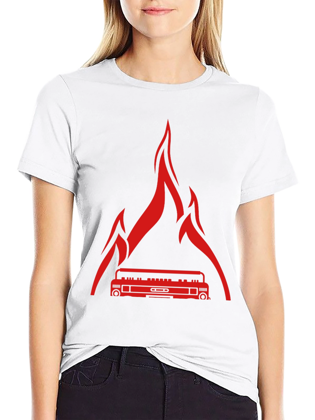 Fire Boombox Graphic T-Shirt - Mens Black Tee