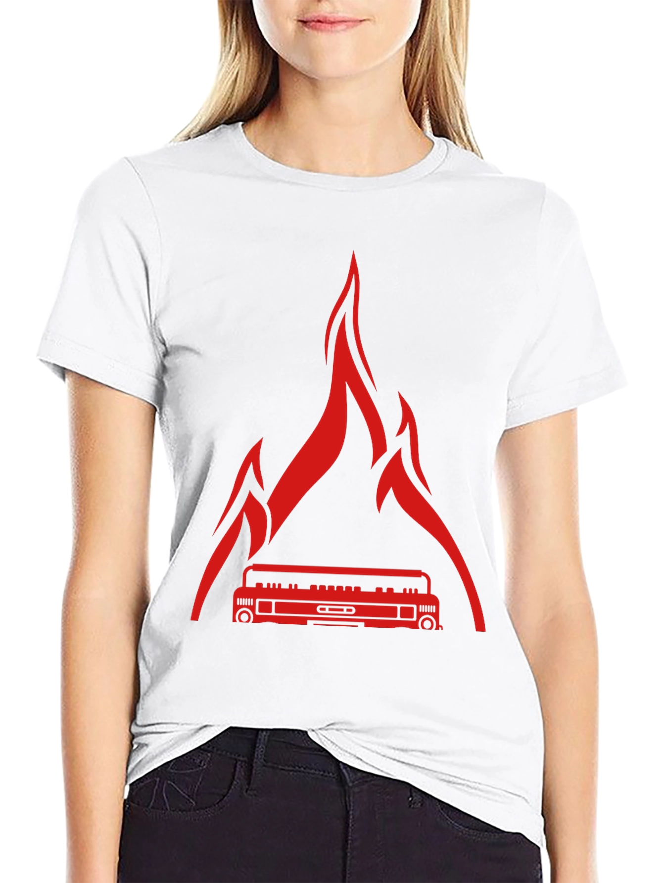 Fire Boombox Graphic T-Shirt - Mens Black Tee