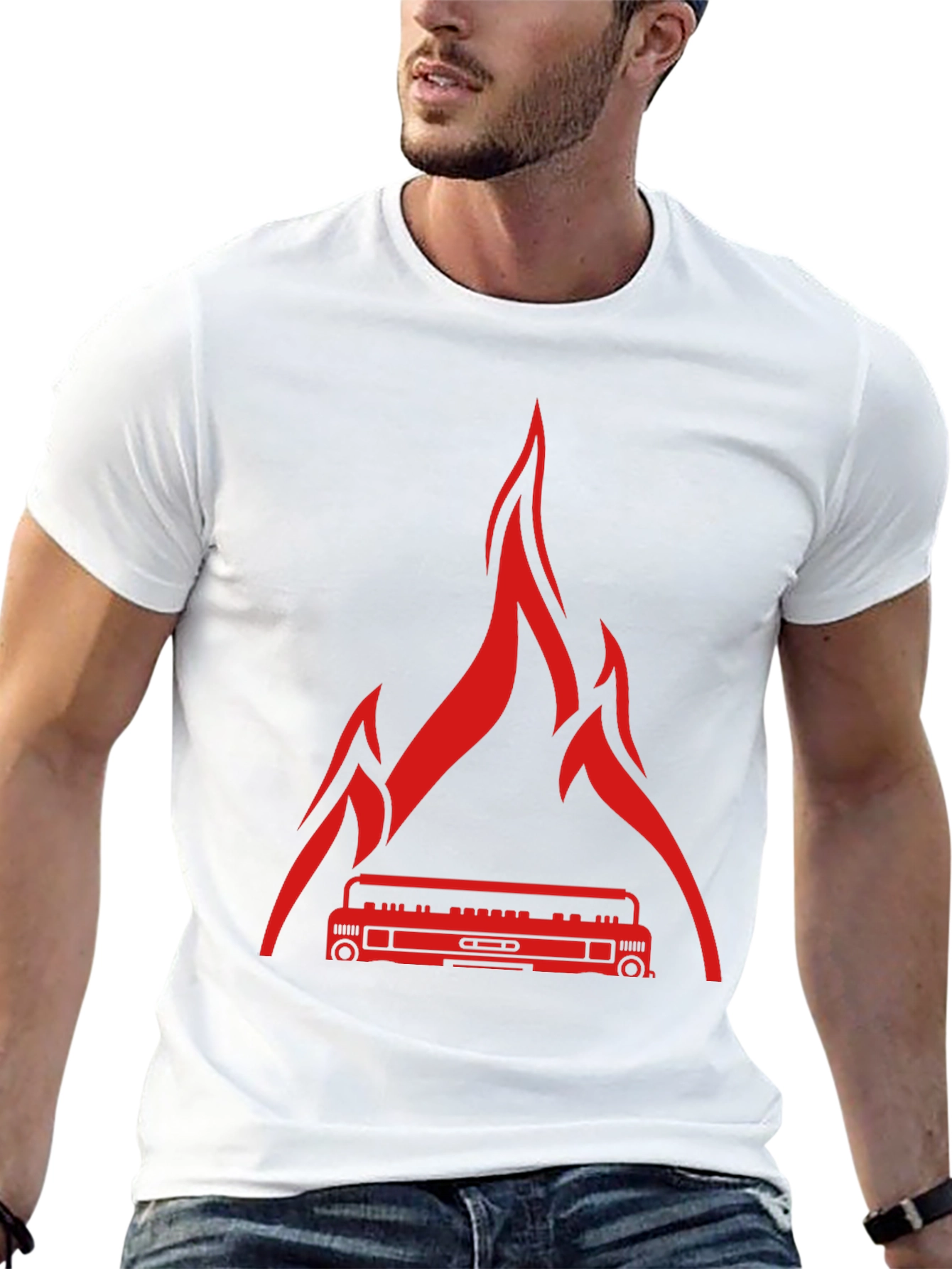 Fire Boombox Graphic T-Shirt - Mens Black Tee
