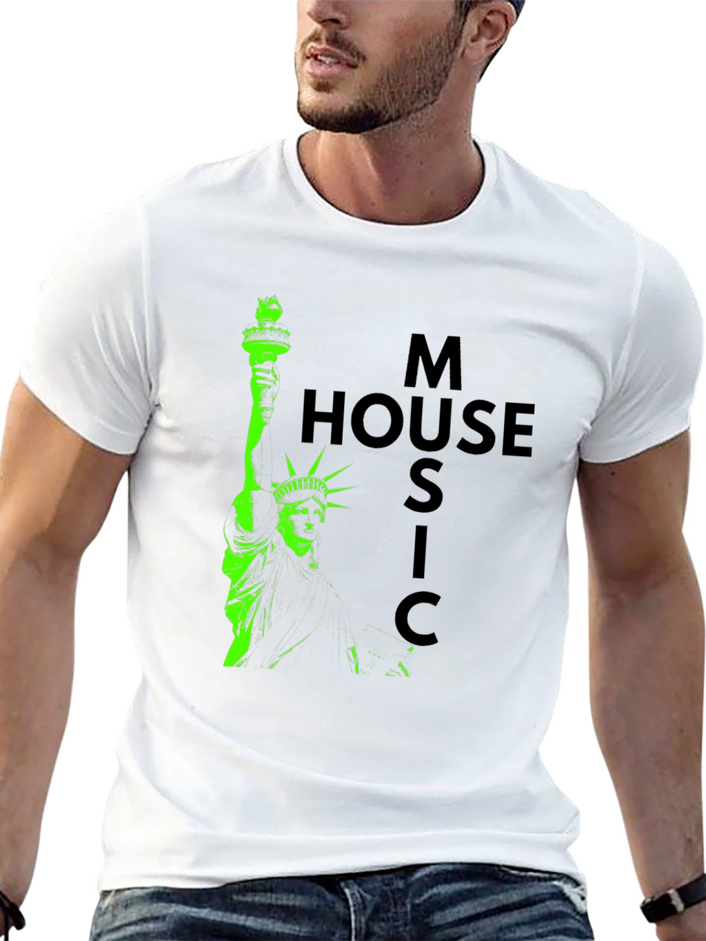 Statue of Liberty House Music Graphic Tee - Black