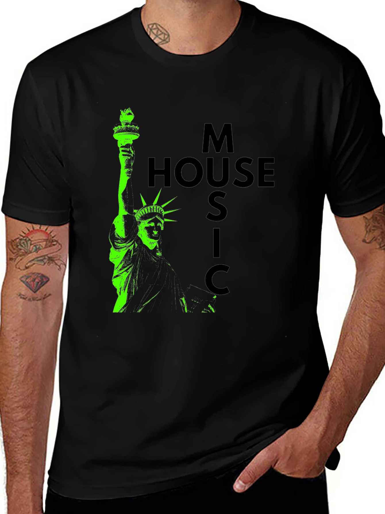 Statue of Liberty House Music Graphic Tee - Black