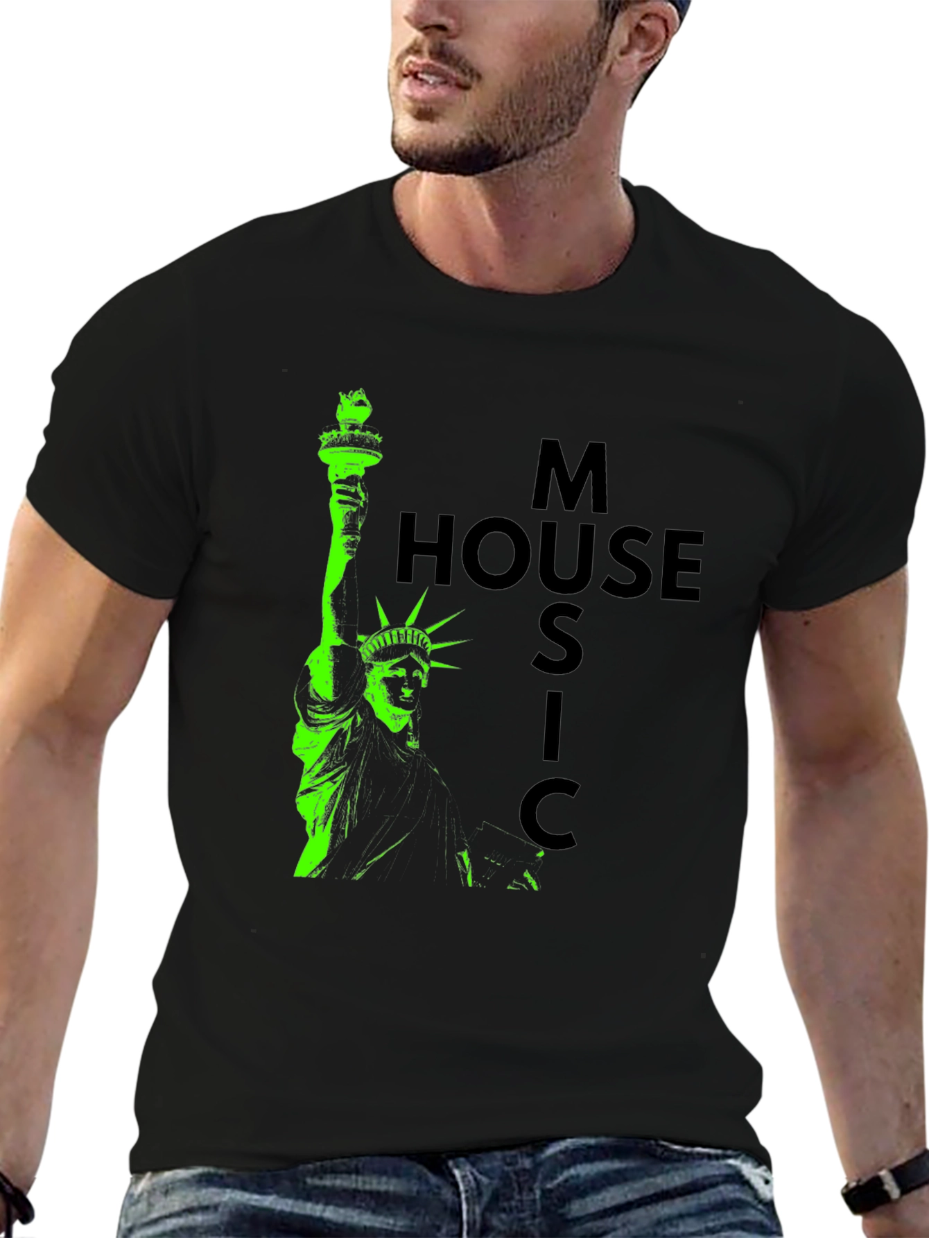 Statue of Liberty House Music Graphic Tee - Black