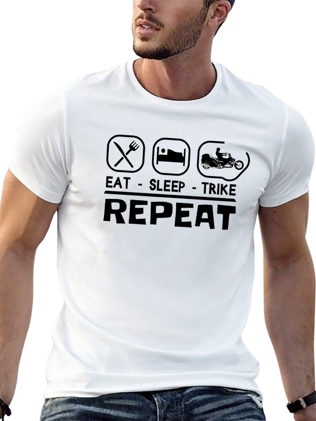 Eat Sleep Trike Repeat Black T-Shirt