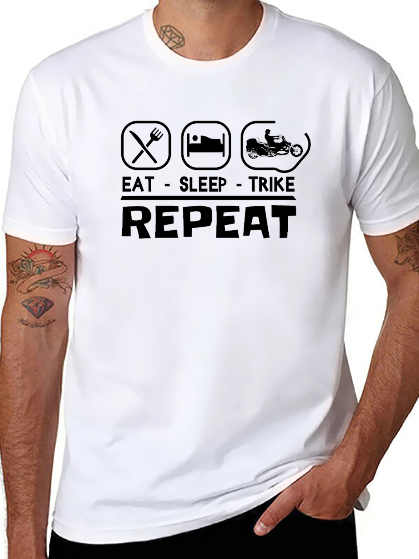 Eat Sleep Trike Repeat Black T-Shirt