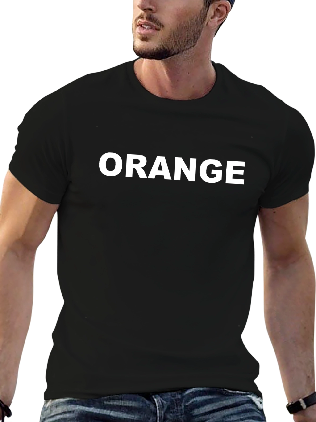 Black T-Shirt with ORANGE Text