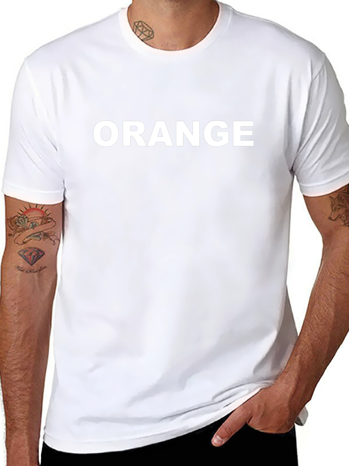 Black T-Shirt with ORANGE Text