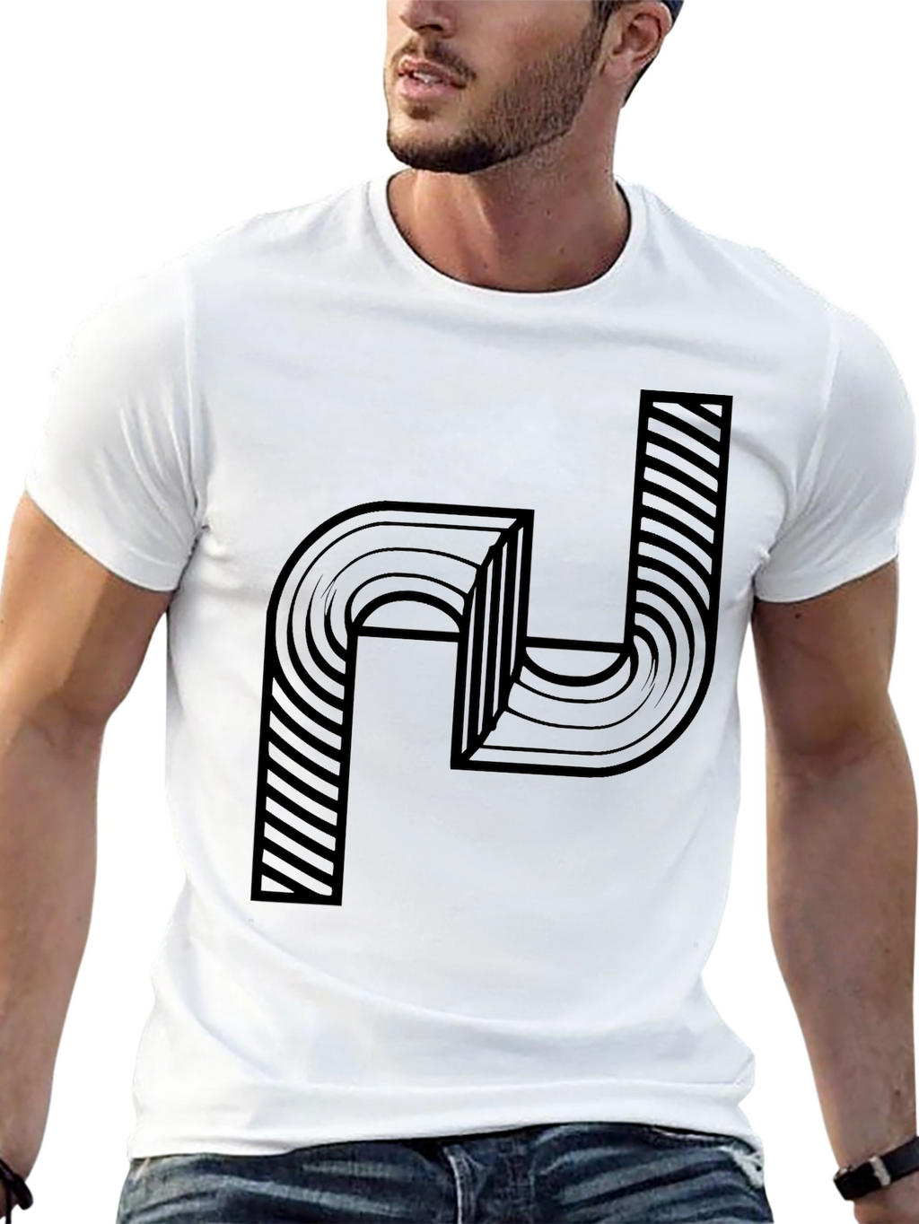 Abstract Graphic Print Mens Black T-Shirt