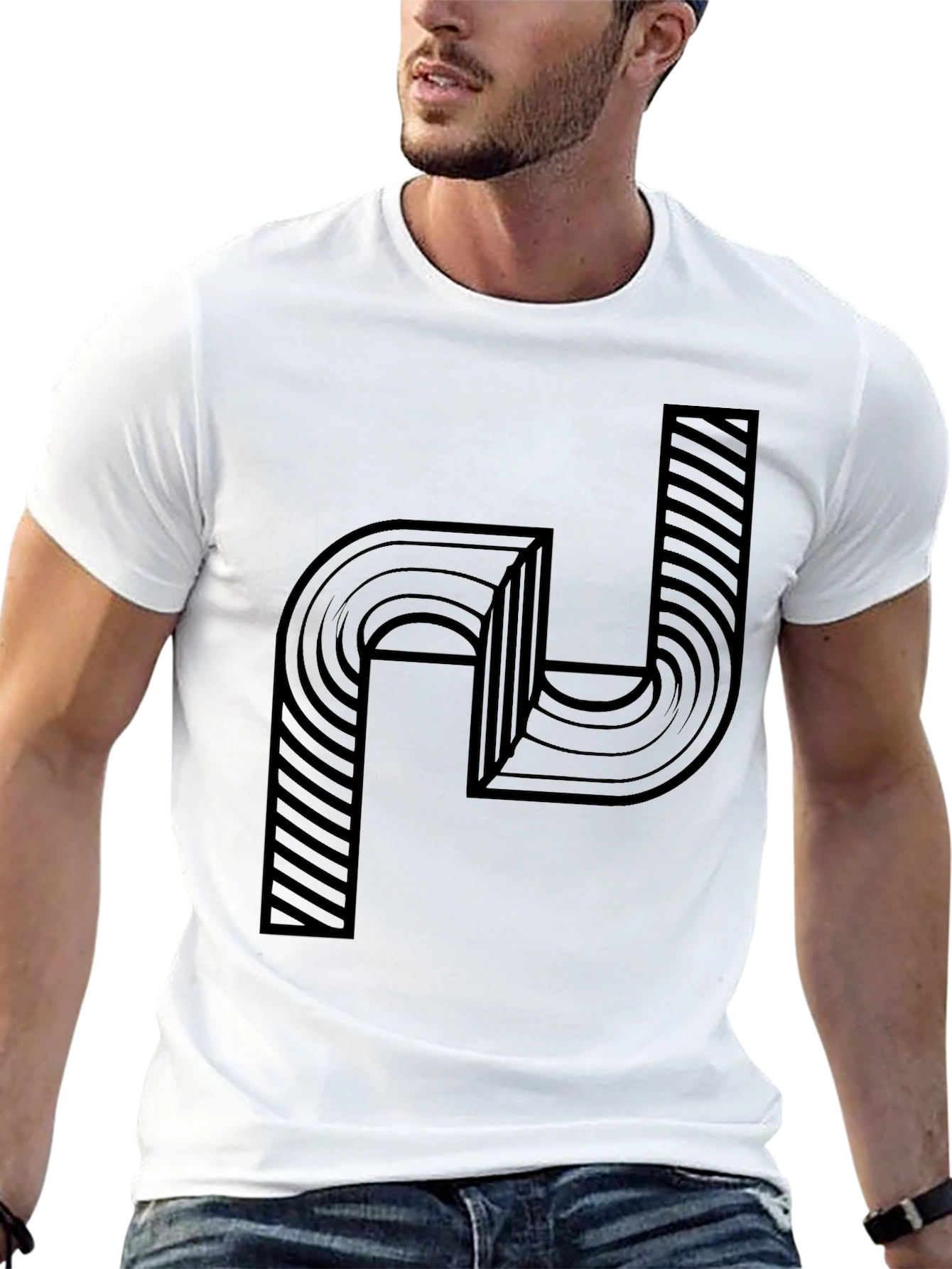 Abstract Graphic Print Mens Black T-Shirt