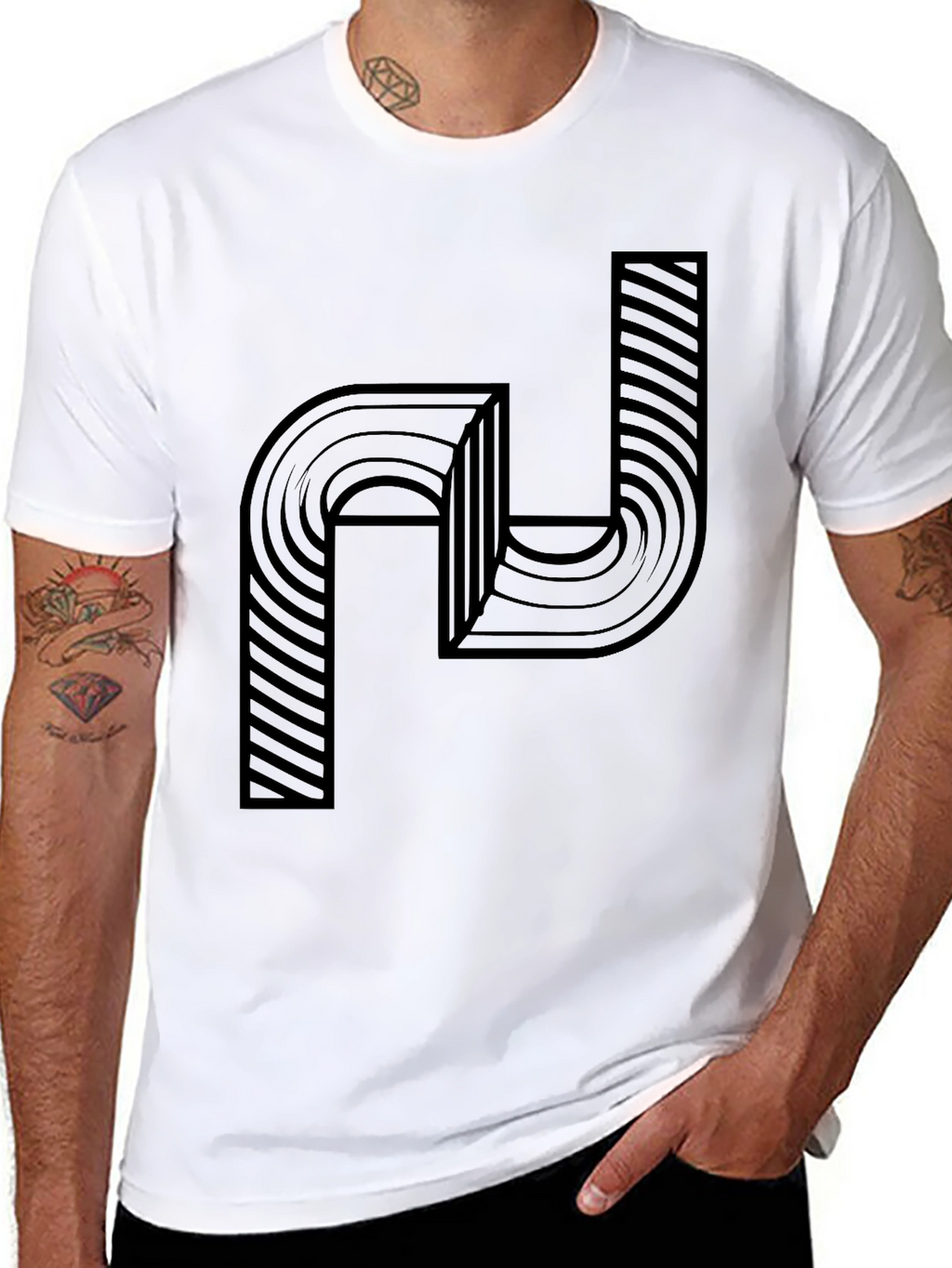 Abstract Graphic Print Mens Black T-Shirt