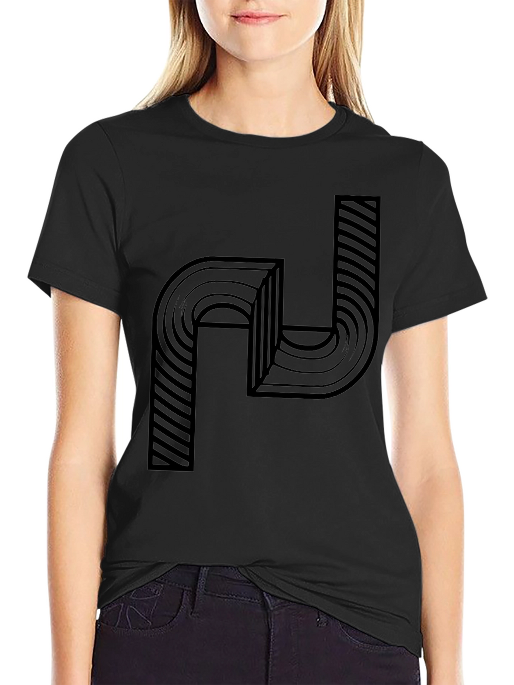 Abstract Graphic Print Mens Black T-Shirt