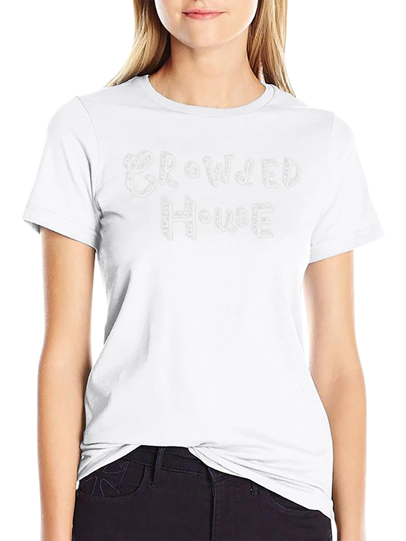 Crowded House Graphic Tee - Black Cotton Blend T-Shirt