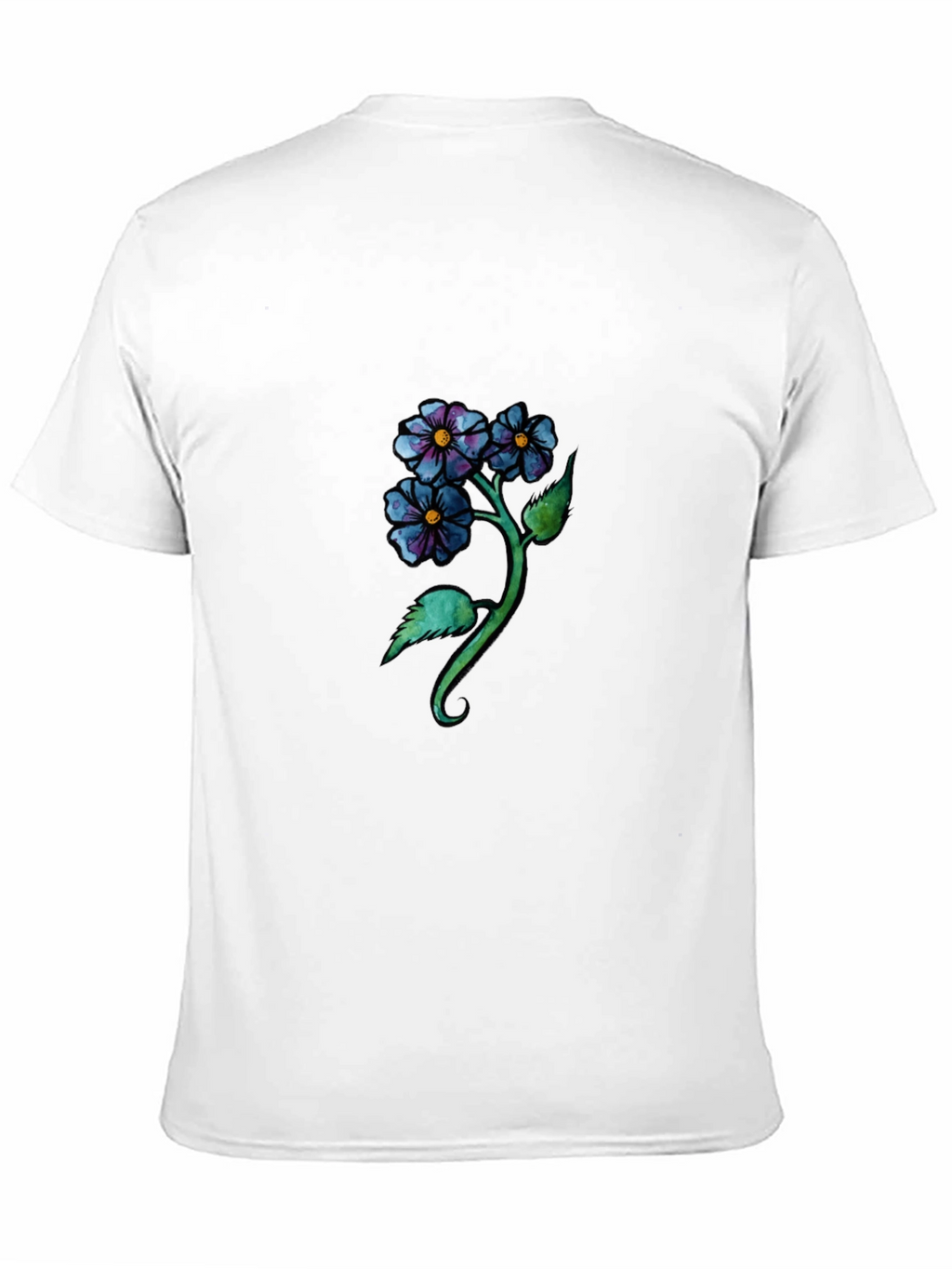 Floral Design Black T-Shirt