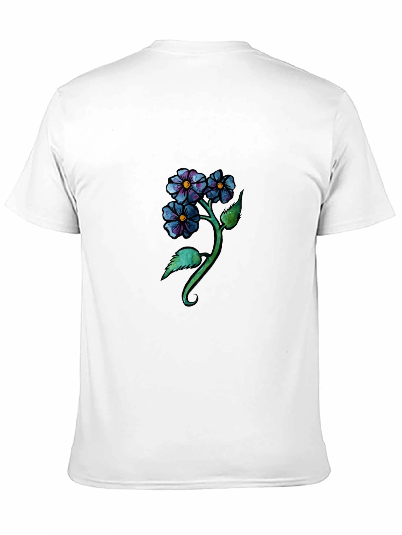 Floral Design Black T-Shirt