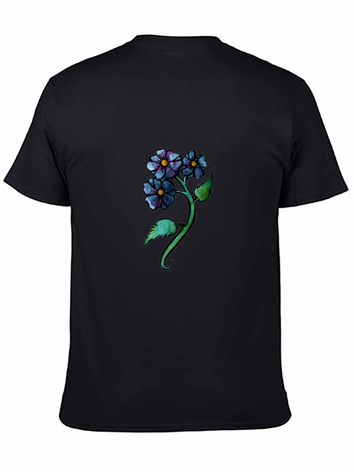 Floral Design Black T-Shirt