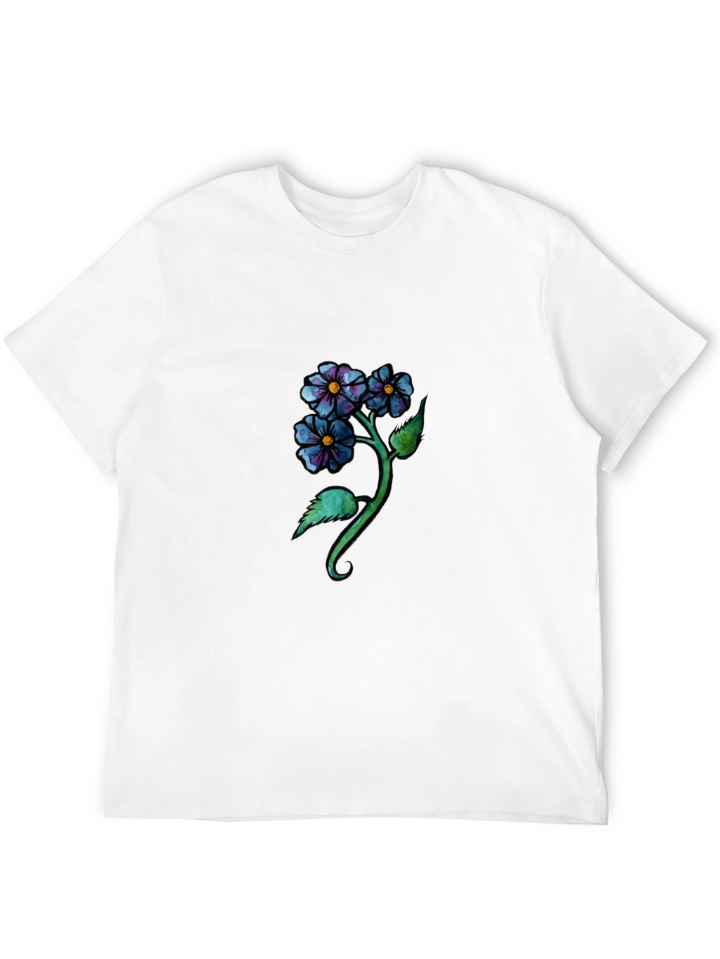 Floral Design Black T-Shirt