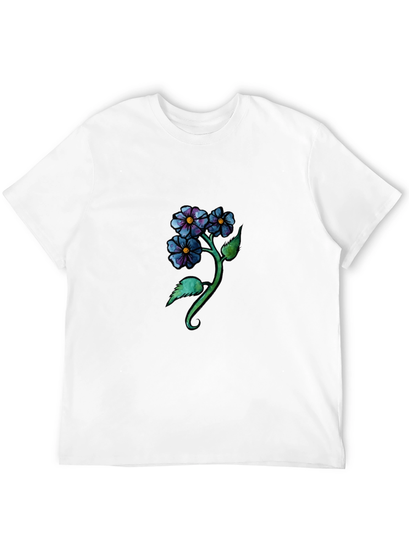 Floral Design Black T-Shirt