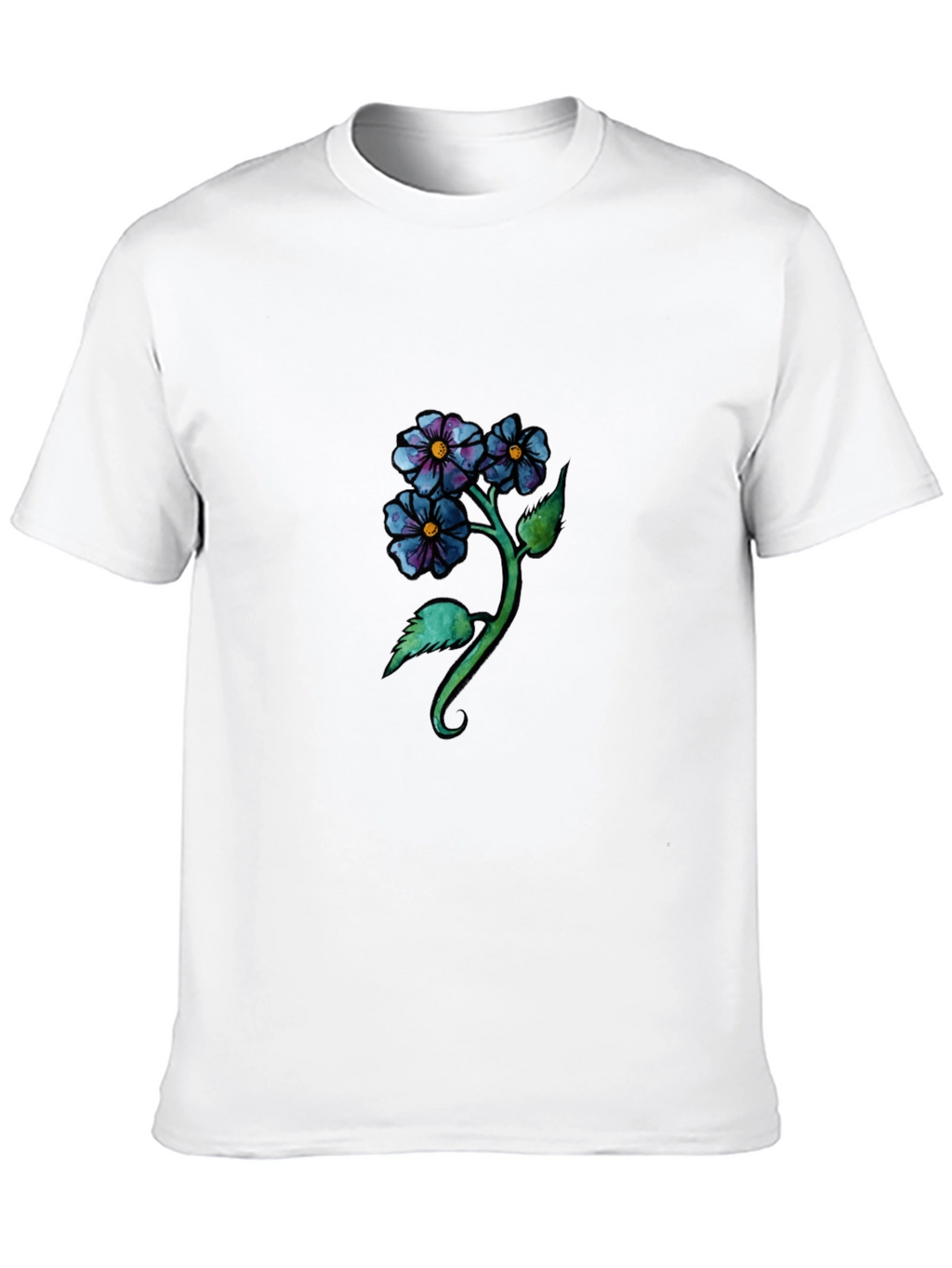 Floral Design Black T-Shirt