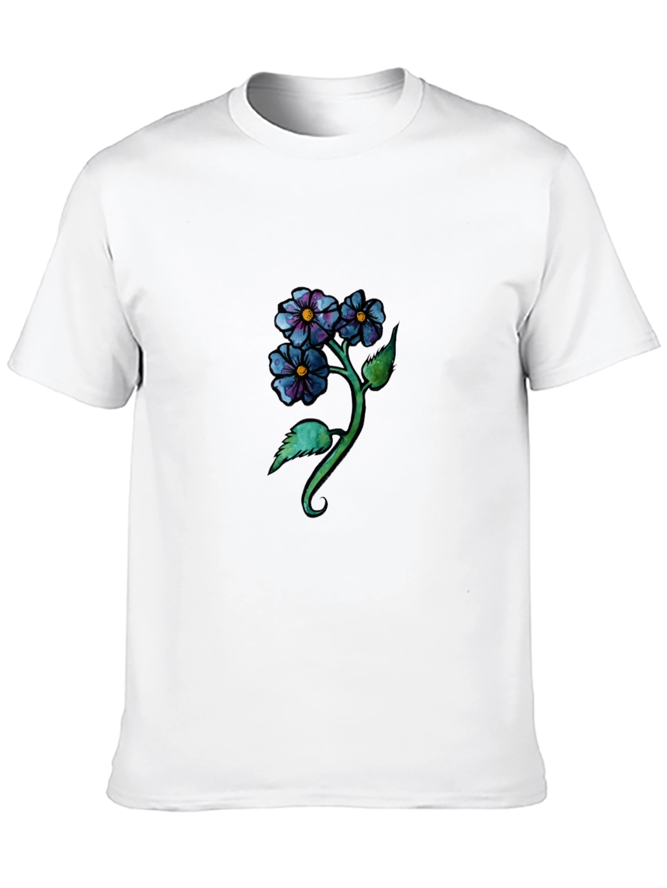 Floral Design Black T-Shirt