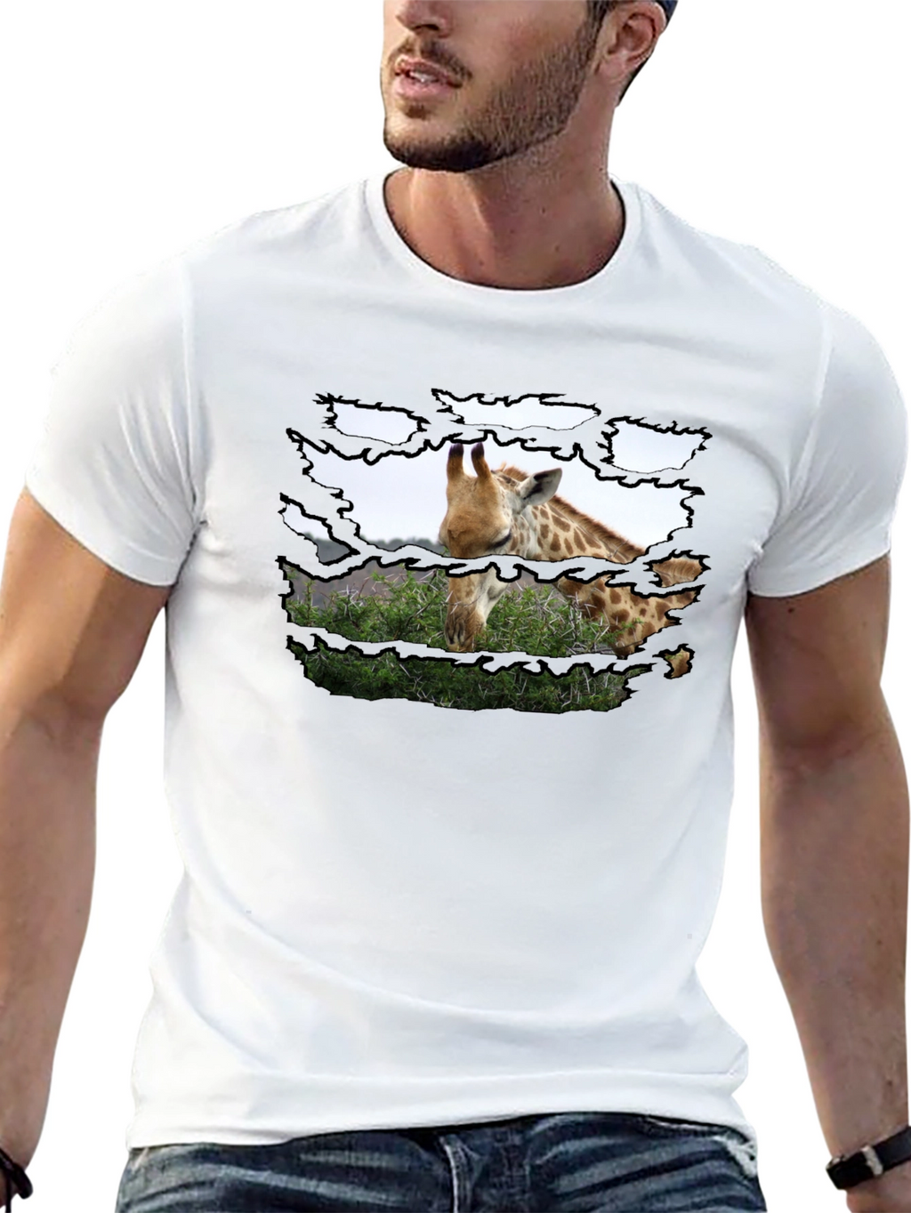 Giraffe T-Shirt - Mens Black Graphic Tee